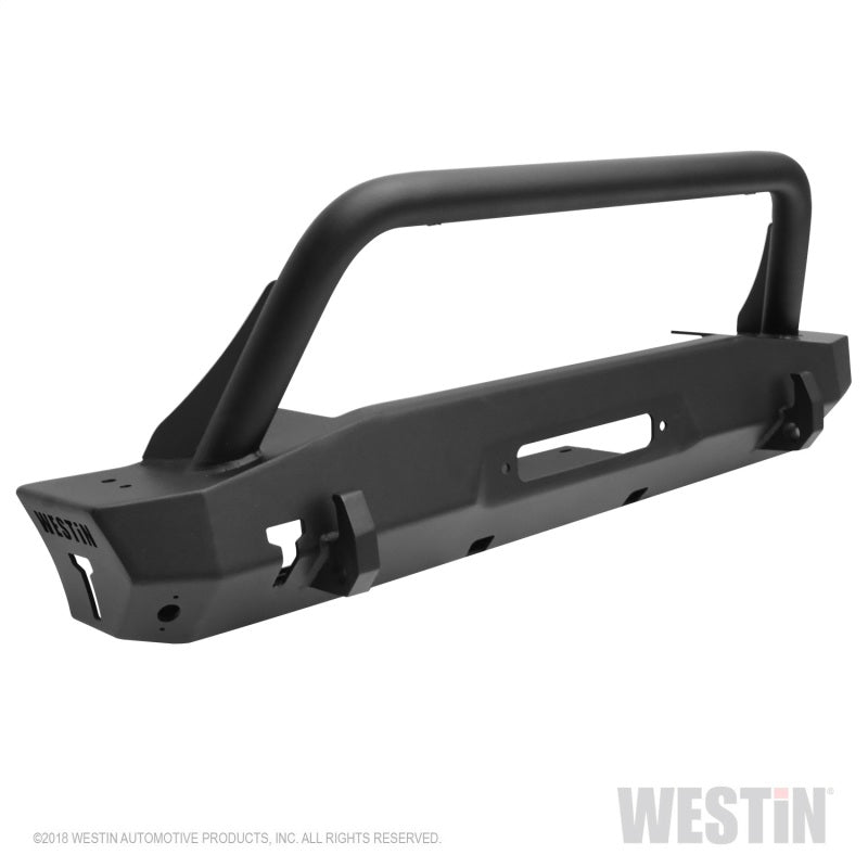 Westin 18+ Jeep Wrangler JL / 20-22 Gladiator WJ2 Stubby Front Bumper w/Bull Bar - Tex. Blk