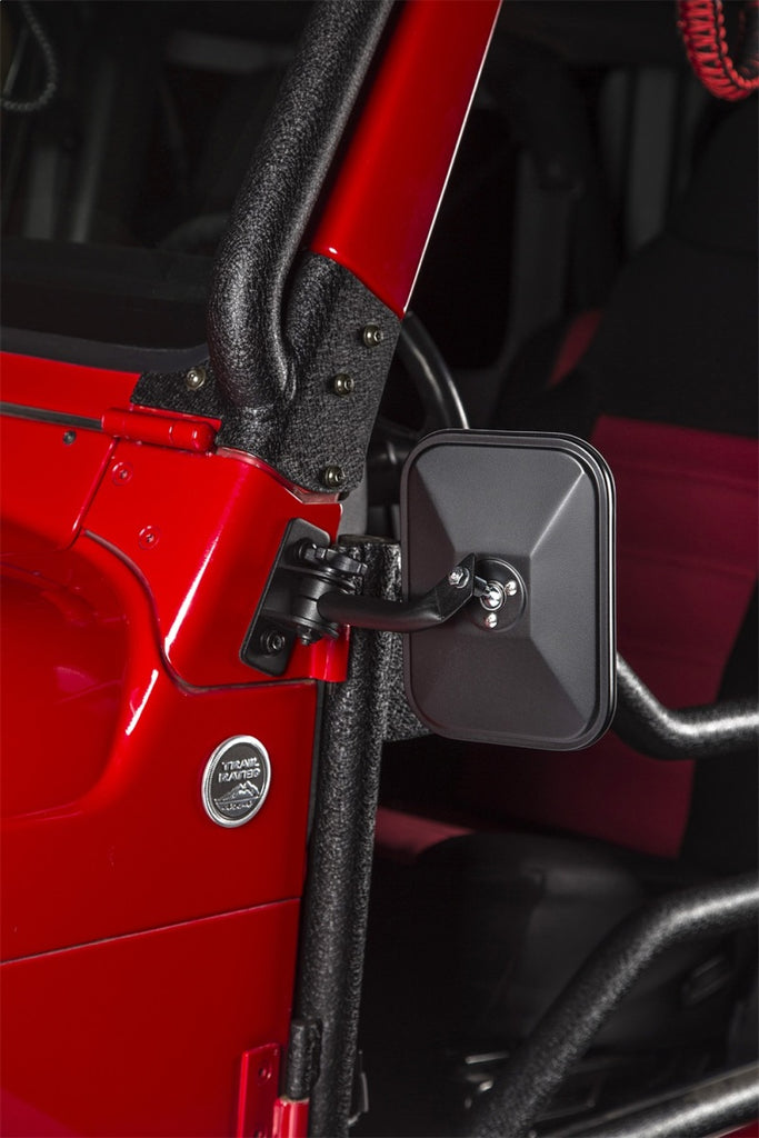 Rugged Ridge Jeep Wrangler Textured Black Rectangluar Stubby Trail Mirror