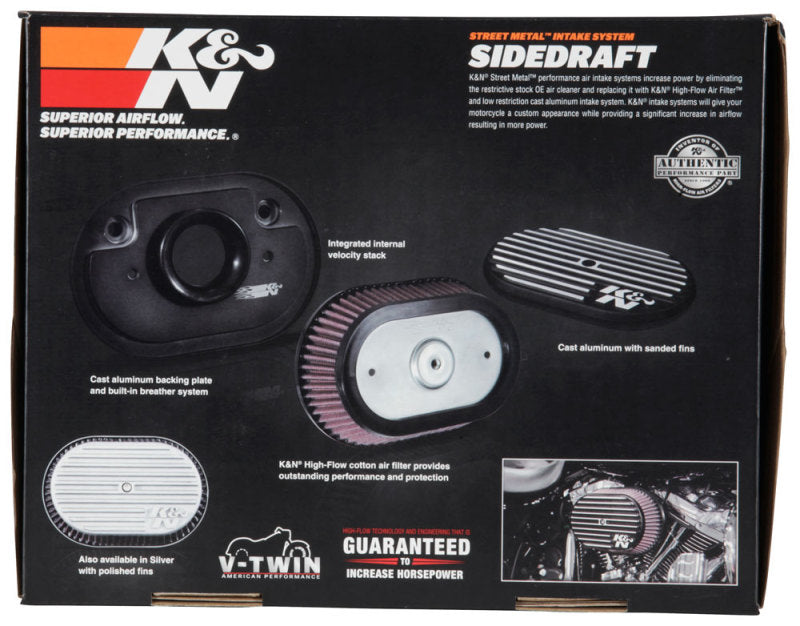 K&N Street Metal Intake System Side Draft Touring Silver Intake System-Harley Davidson