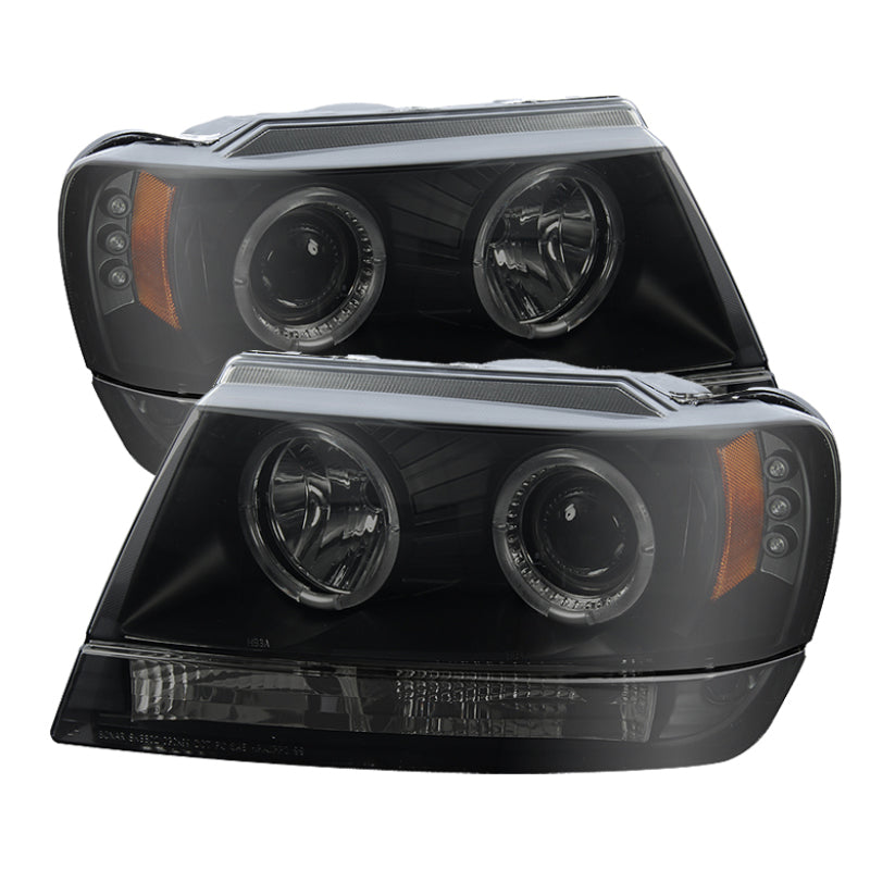 Spyder Jeep Grand Cherokee 99-04 Projector Headlights LED Halo LED Black Smoke PRO-YD-JGC99-HL-BSM
