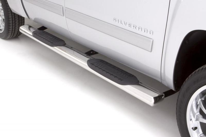 Lund Chevy Silverado 1500 Crew Cab (Rocker Panel) 6in. Oval Straight SS Nerf Bars - Polished