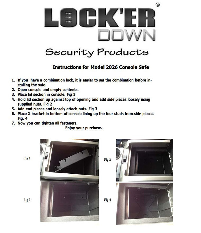 Lock'er Down Center Locking Console Safe for the 2012-2014