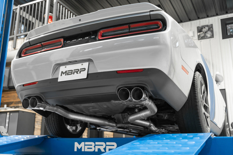 MBRP Dodge Challenger RT 5.7L T304 SS 3in Dual Rear Cat-back CF Quad Tips - Street