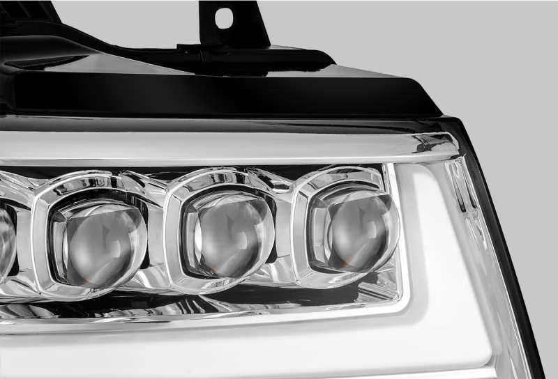 AlphaRex 07-14 Chevy Avalanche NOVA LED Proj Headlights Plank Style Design Chrome w/Activ Light/DRL