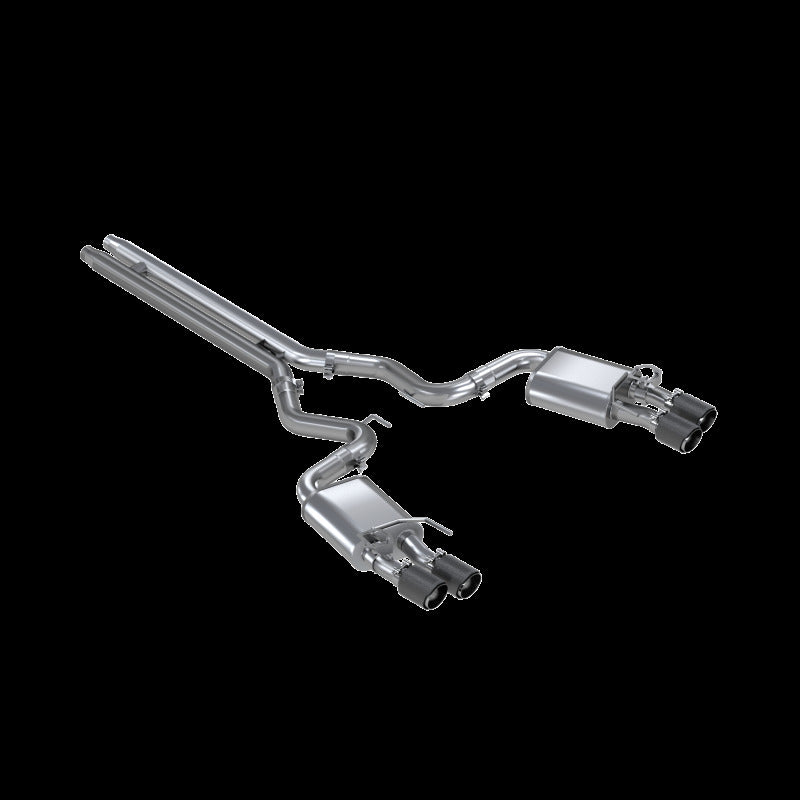 MBRP Ford Mustang GT 5.0 w/ Quad Tip Active Exhaust Cat Back Split Rear T304 w/ Carb Fib Tips