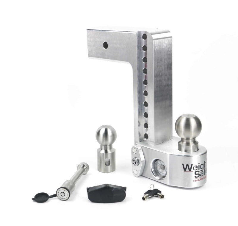 Weigh Safe 10in Drop Hitch w/Built-in Scale & 3in Shank (10K/21K GTWR) w/WS05 - Aluminum
