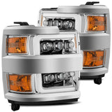 AlphaRex 15-19 Chevy 2500HD NOVA LED Proj Headlights Plank Style Chrome w/Activ Light/Seq Signal/DRL