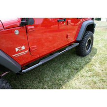 Load image into Gallery viewer, Rugged Ridge 3-In Round Side Steps Black 4-Door Jeep Wrangler