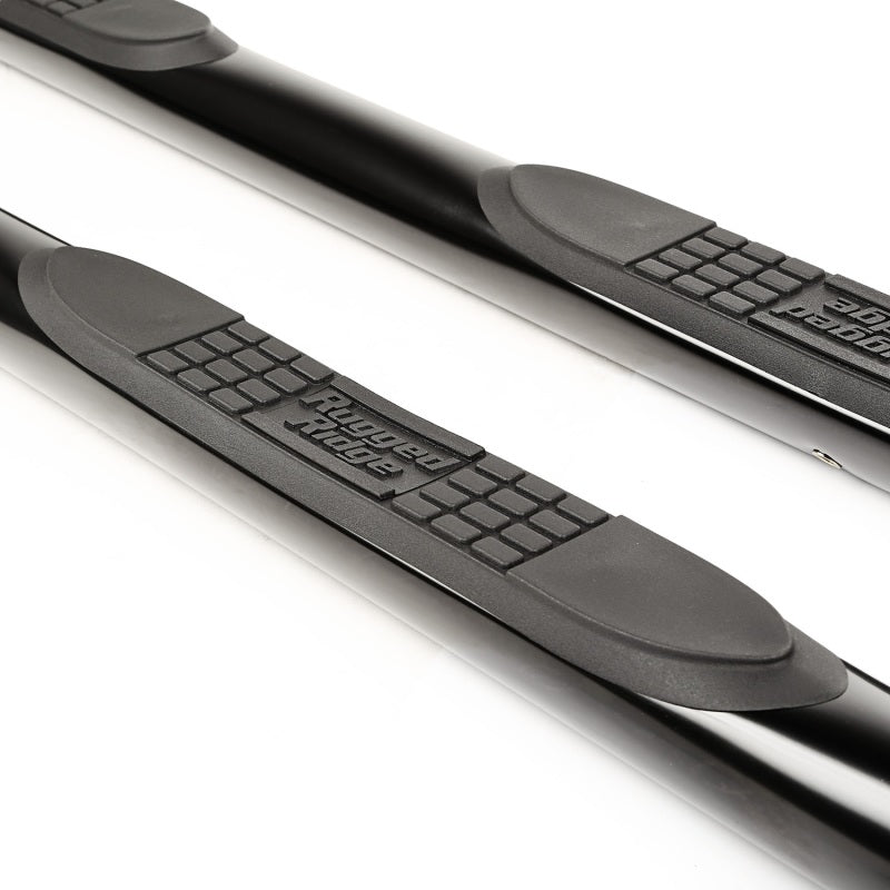 Rugged Ridge 3-In Round Side Steps Black Renegade BU