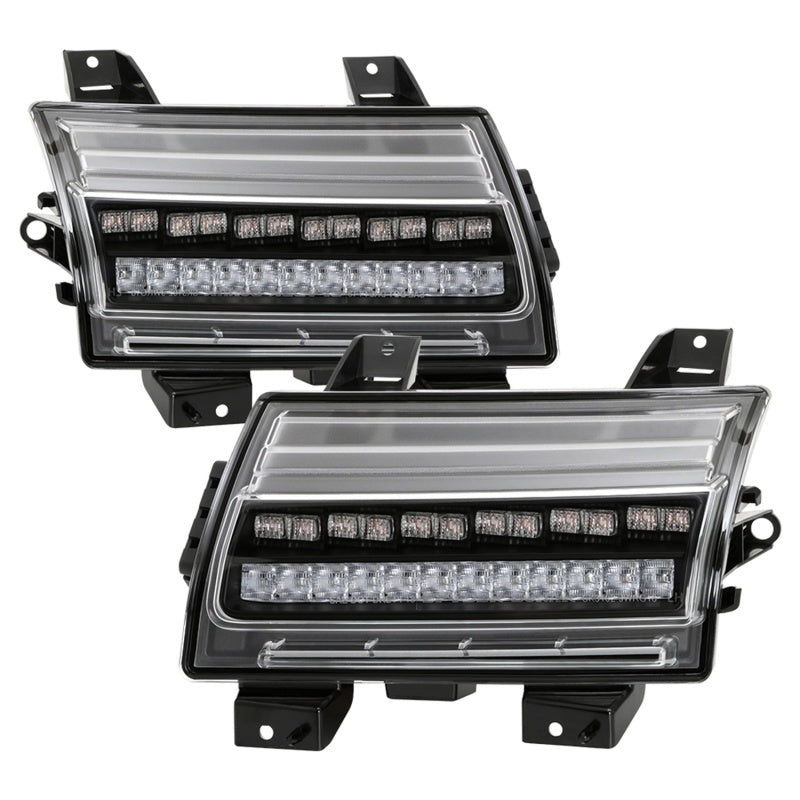 Spyder Jeep Wrangler 2018-2019 (Halogen Model Only) LED Front Bumper Lights - Seq. Signal - Black