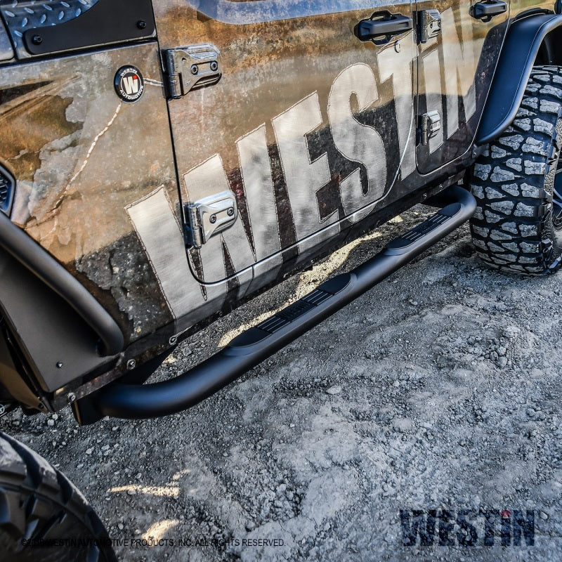 Westin 18+ Jeep Wrangler JLU 4dr. E-Series 3 Nerf Step Bars - Tex. Blk