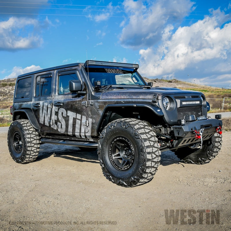 Westin 18+ Jeep Wrangler JLU 4dr Platinum 4 Oval Nerf Step Bars - Tex. Blk