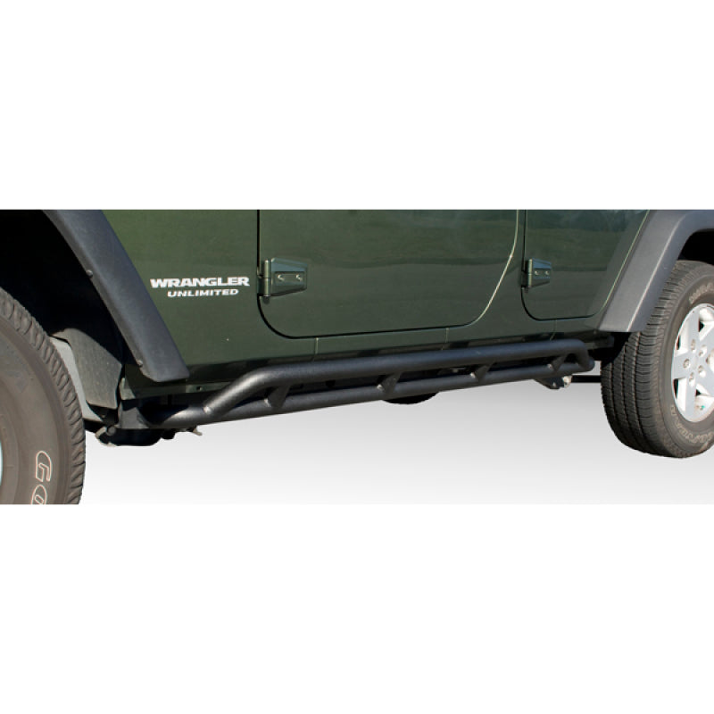 Rugged Ridge RRC Rocker Guards Black 4-Door Jeep Wrangler