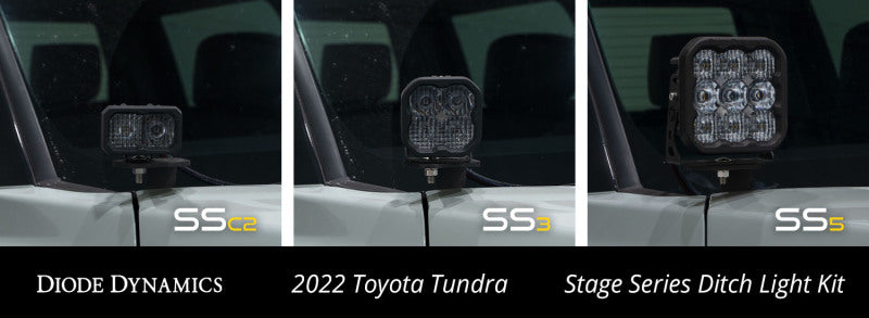 Diode Dynamics 2022 Toyota Tundra SS3 Pro Stage Series Ditch Light Kit - White Combo
