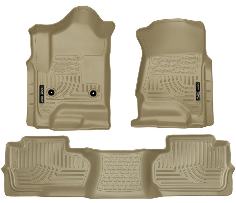 Husky Liners 14 Chevrolet Silverado/GMC Sierra Dbl Cab WeatherBeater Tan Front&2nd Seat Floor Liners