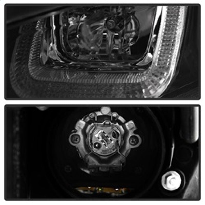 Spyder Volkswagen Golf VII 14-16 Projector Headlights DRL LED Blk Stripe Blk PRO-YD-VG15-BLK-DRL-BK