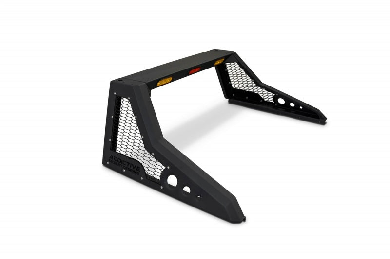 Alternate angle of the HoneyBadger Chase Rack's black mesh guard on a Ford F-150 Raptor