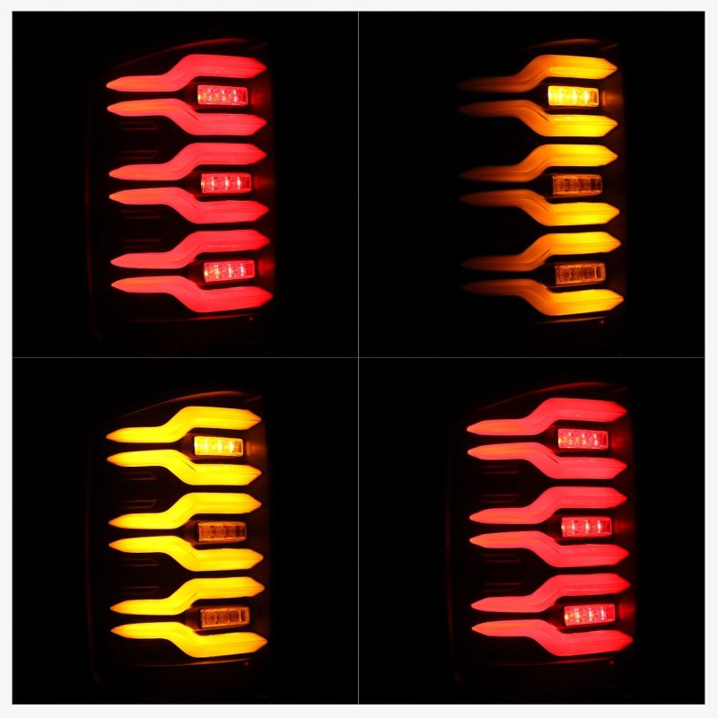 AlphaRex 14-19 Chevrolet Silverado Luxx-Series LED Tail Lights Black w/Activ Light/Seq Signal
