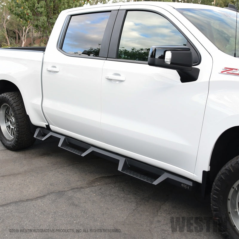 Westin Chevrolet Silverado/Sierra 1500 (5.5ft) Drop Wheel to Wheel Nerf Step Bars - Txt Black