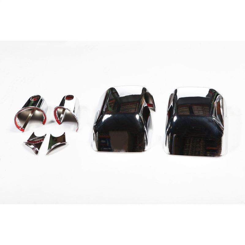 Rugged Ridge 4-Pc Mirror/Arm Cover Kit Chrome Jeep Wrangler JK