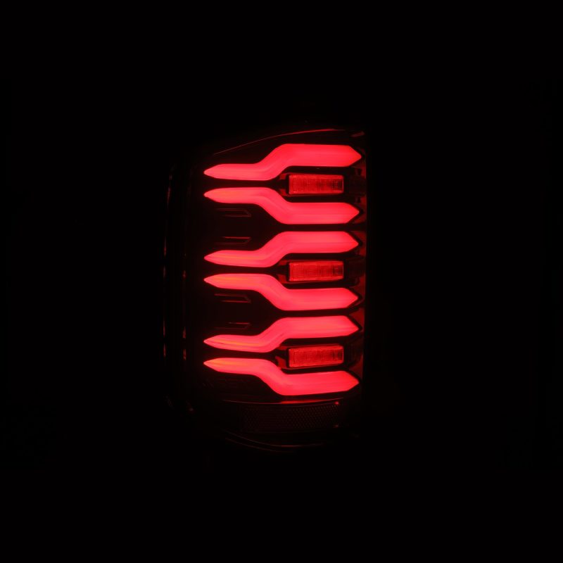 AlphaRex 14-19 Chevy Silverado 1500 Luxx-Series LED Tail Lights Black/Red w/Activ Light/Seq Signal