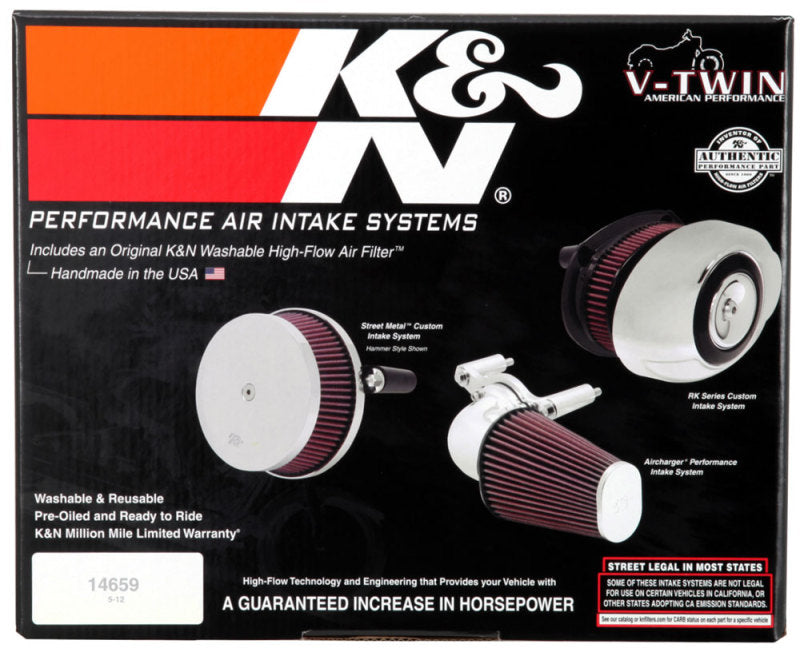 K&N Street Metal Intake System for Harley Davidson - Color (Red) - Style (Round) - Size (6-9 - Torch
