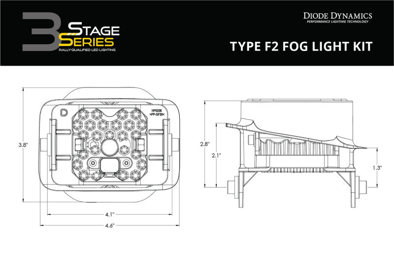 Diode Dynamics SS3 Sport Type F2 Kit ABL - Yellow SAE Fog