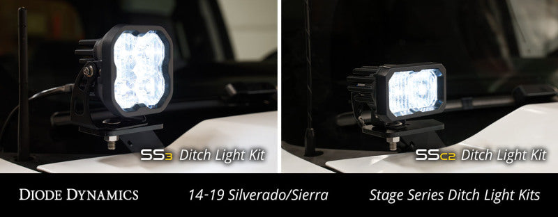 Diode Dynamics 14-19 Silverado/Sierra SSC2 LED Ditch Light Kit - Yellow Pro Combo
