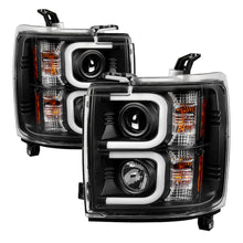 Load image into Gallery viewer, Spyder Chevy Silverado 2014-16 2500 HD Projector Headlights Light Bar DRL Blk PRO-YD-CSHD14-LBDRL-BK