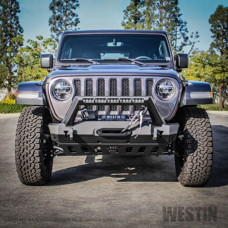 Westin 18+ Jeep Wrangler JL Stubby Front Bumper - Textured Black