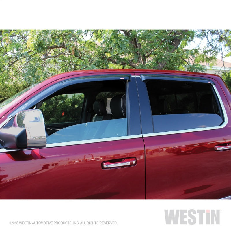 Westin RAM 1500 Crew Cab (Non Classic) Wade Slim Wind Deflector 4pc - Smoke