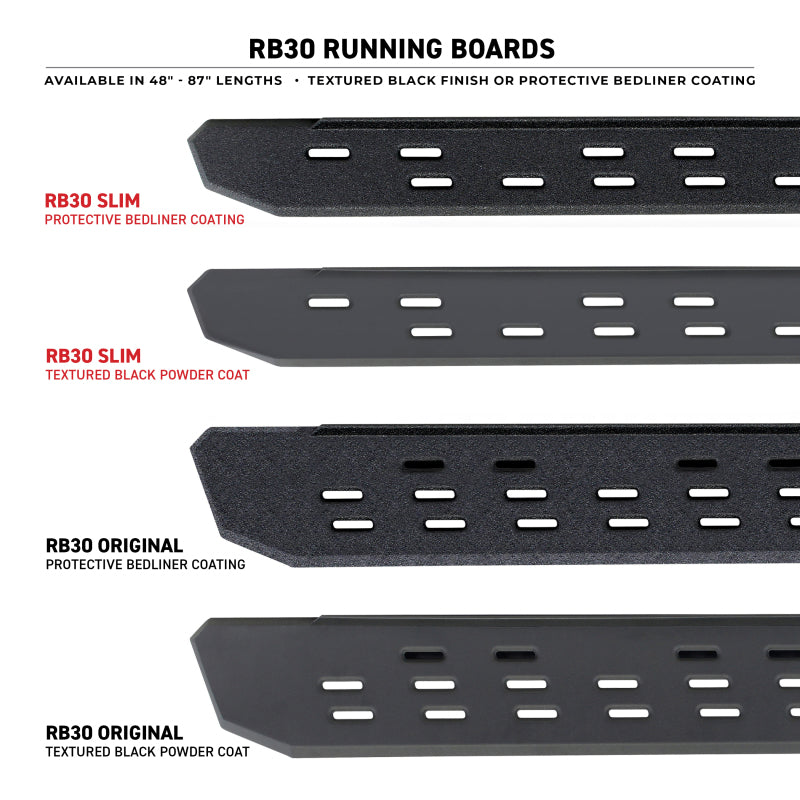 Go Rhino RB30 Slim Line Running Boards 68in. - Bedliner Coating (Boards ONLY/Req. Mounting Brackets)