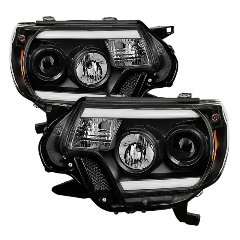Spyder Toyota Tacoma 12-15 Projector Headlights Light Bar DRL Black PRO-YD-TT12-LBDRL-BK