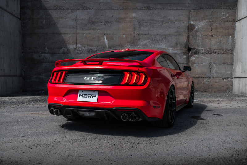 MBRP Ford Mustang GT 5.0 w/ Quad Tip Active Exhaust Cat Back Split Rear T304 w/ Carb Fib Tips