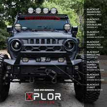 Load image into Gallery viewer, Go Rhino Xplor Blackout Series Round LED Sgl Driving Kit w/DRL (Surface/Thread Stud Mnt) 9in. - Blk