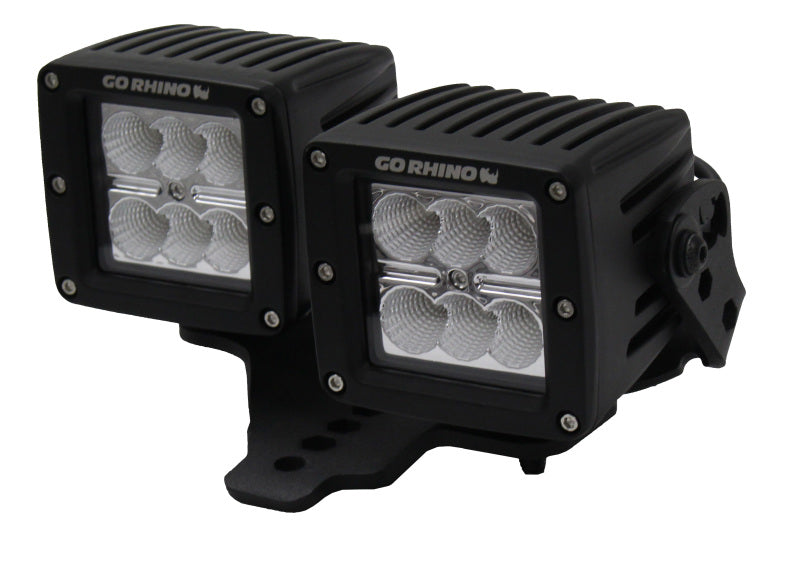Go Rhino Jeep Wrangler JL/JLU/Gladiator JT Light Mount - Two 3in Cubes